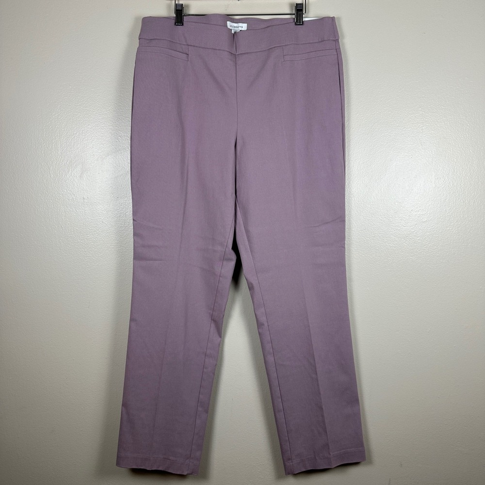 Liz Claiborne Women's 16 Lisa Straight Leg Pants Elderberry Slimming Pull-On